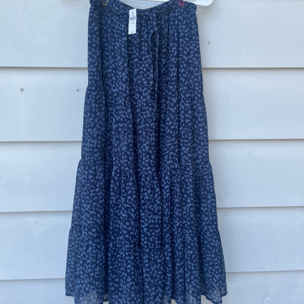 Aerie NWT Navy Blue Leopard Print Maxi Skirt